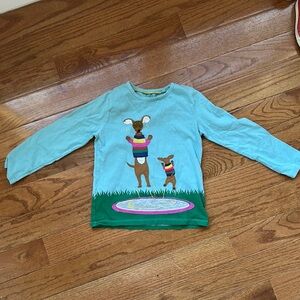 Mini Boden Blue and Green Long Sleeve Tee with Graphic Design